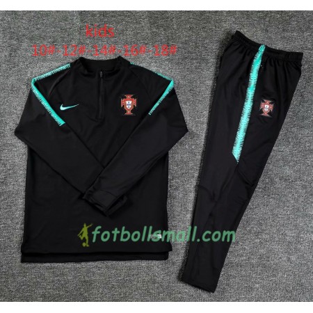 Portugal Barn Tränings Sweatshirtställ Svart 2018-2019